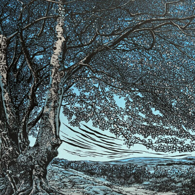 Walk With Me - linocut print by printmaker and artist Lisa Benson