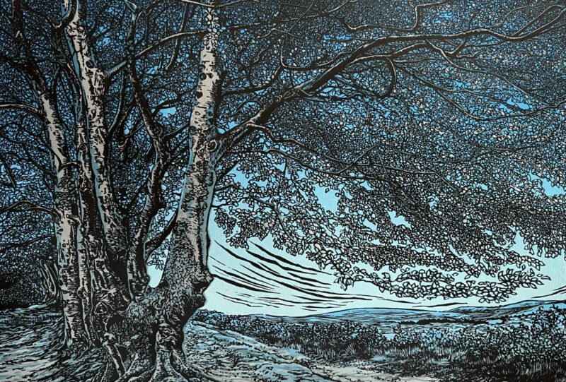 Walk With Me - linocut print by printmaker and artist Lisa Benson