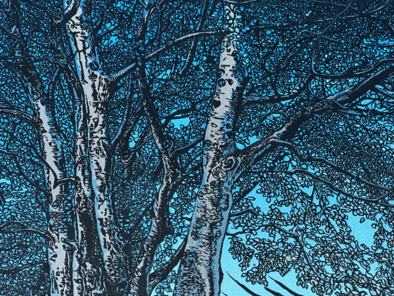 Walk With Me - linocut print by printmaker and artist Lisa Benson