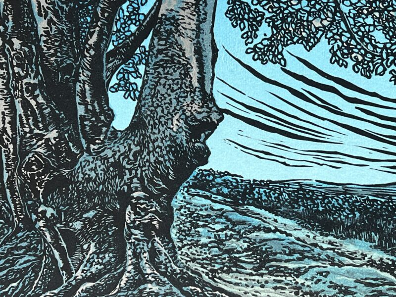 Walk With Me - linocut print by printmaker and artist Lisa Benson