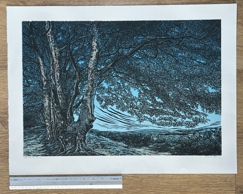 Walk With Me - linocut print by printmaker and artist Lisa Benson