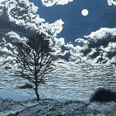 Luna Light - reduction linocut print by Somerset printmaker and artist Lisa Benson.