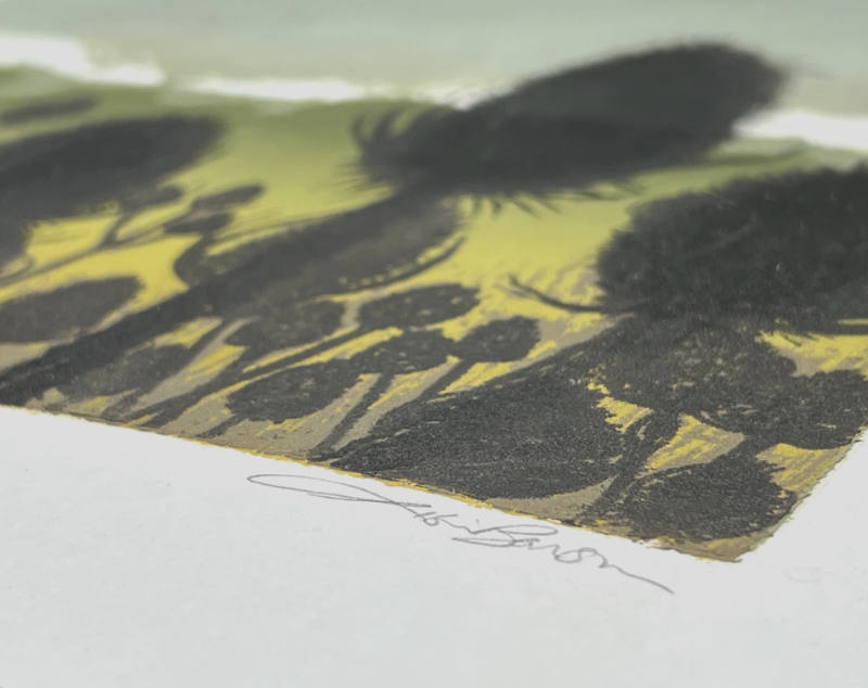 Teasels - original foil lithography print by artist and printmaker Lisa Benson