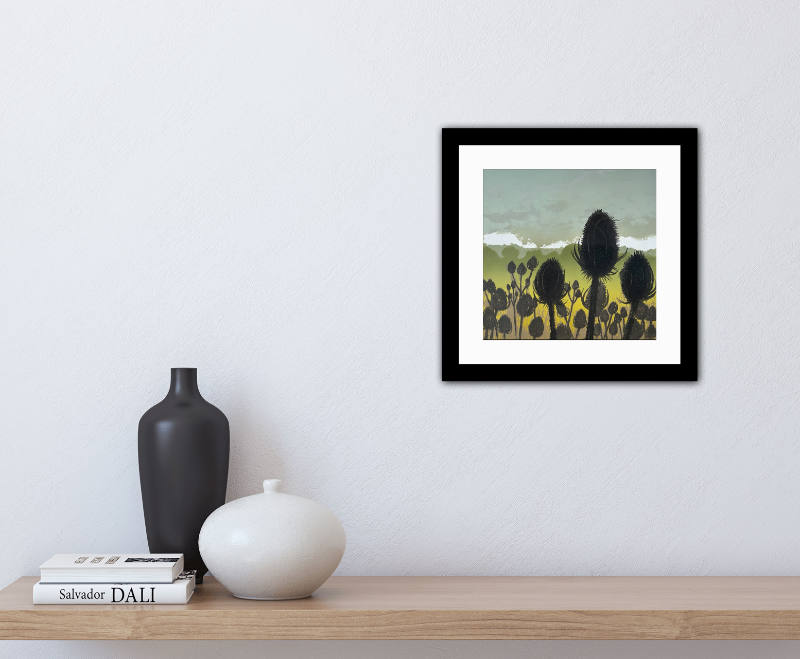 Teasels - original foil lithography print by artist and printmaker Lisa Benson