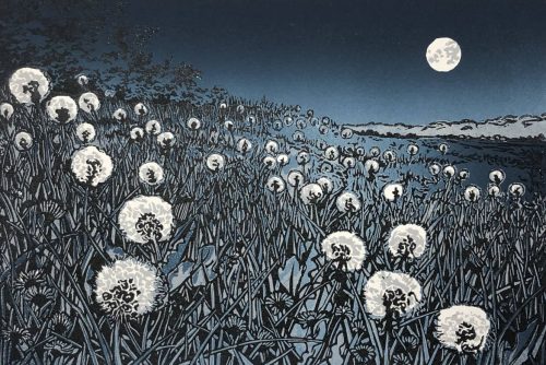 Night Clocks - original linocut print