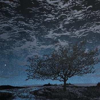Under The Stars - linocut print by Somerset artist and printmaker Lisa Benson.
